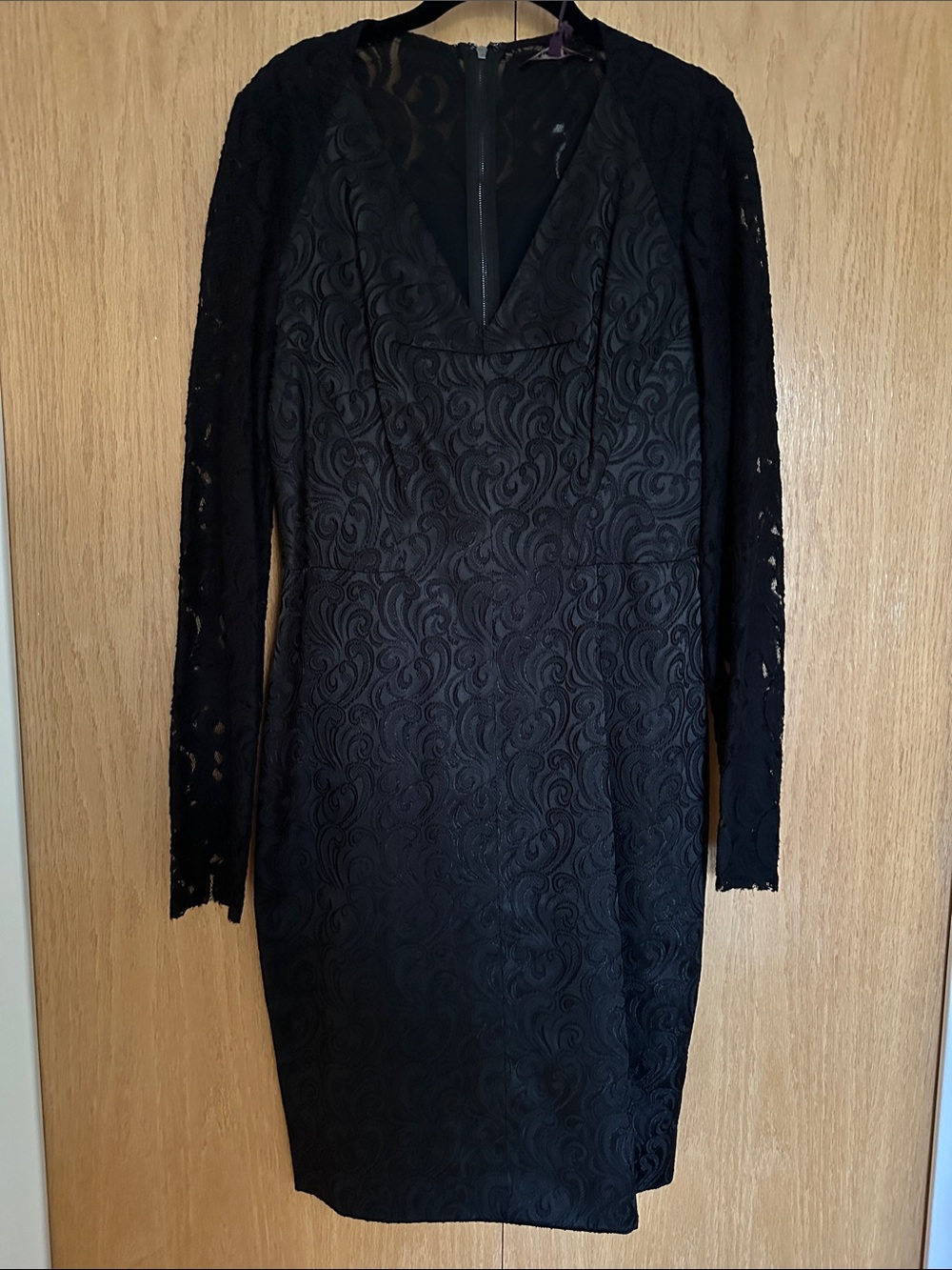 RACHEL Rachel Roy Black Lace Long-Sleeve Sheath Dress